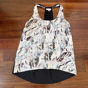 1.State Abstract Print Racerback Tank Top Hi‎ Low Sleeveless Blouse Sz M Y2K